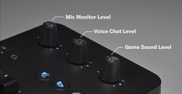 3 botões para controle intuitivo do áudio do gamer e do jogo