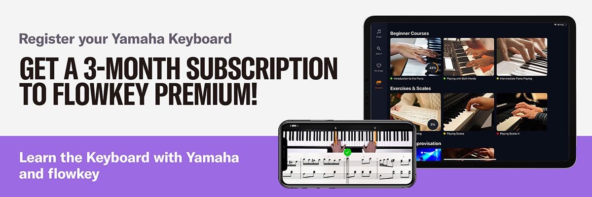 Banner de campanha Flowkey para teclados digitais