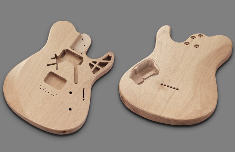 Formato de corpo da Pacifica SC Professional com recortes e construção chambered