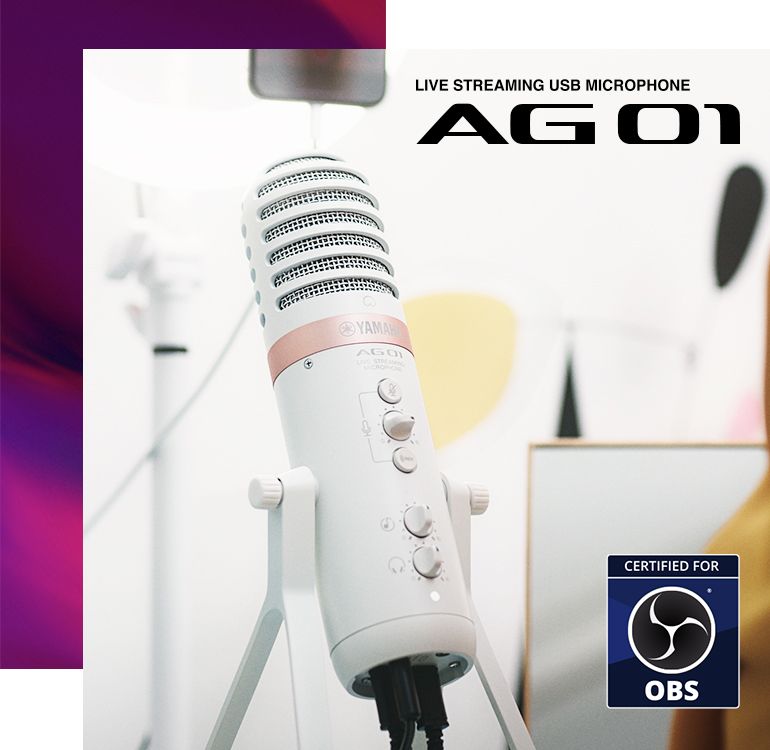 YAMAHA ライブストリーミングマイクロフォン　ホワイト AG01 W AG01 - Descrição - Série AG - Streaming ao vivo/ Gaming - Áudio