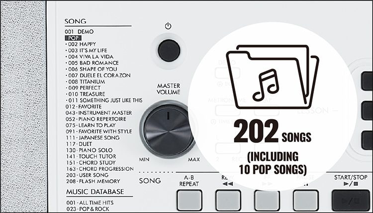 202 Músicas integradas, incluindo 10 músicas pop, além de aceitar músicas complementares >
