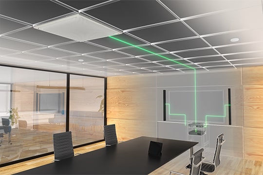 Ilustração mostrando dispositivos ADECIA conectados via rede.