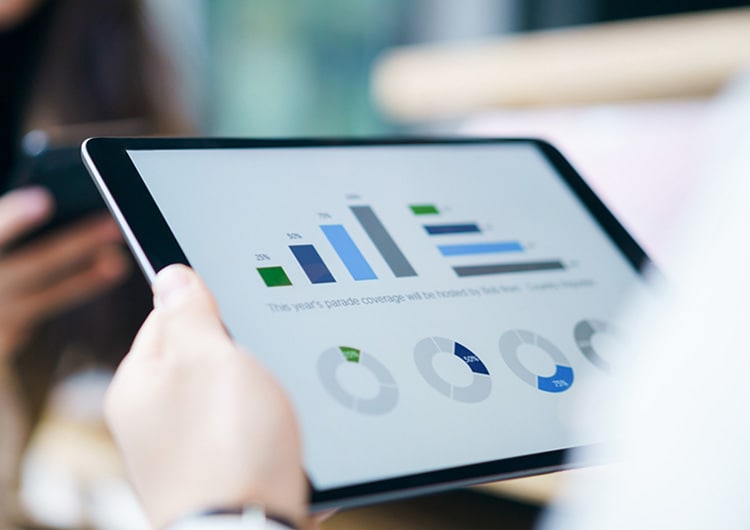 Graphs shown on a tablet.