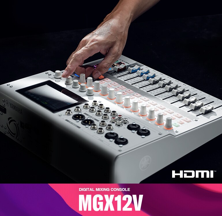 Console de mixagem digital de 18 canais com interface de vídeo Yamaha MGX12V