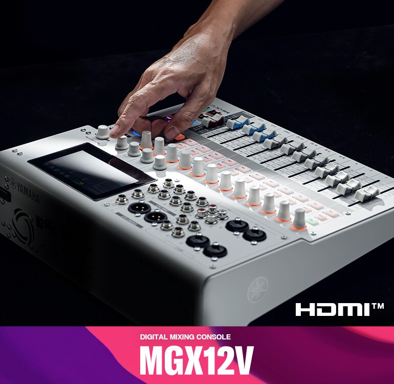 Console de mixagem digital de 18 canais com interface de vídeo Yamaha MGX12V