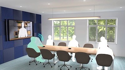 Ilustração mostrando o rastreamento automático de voz