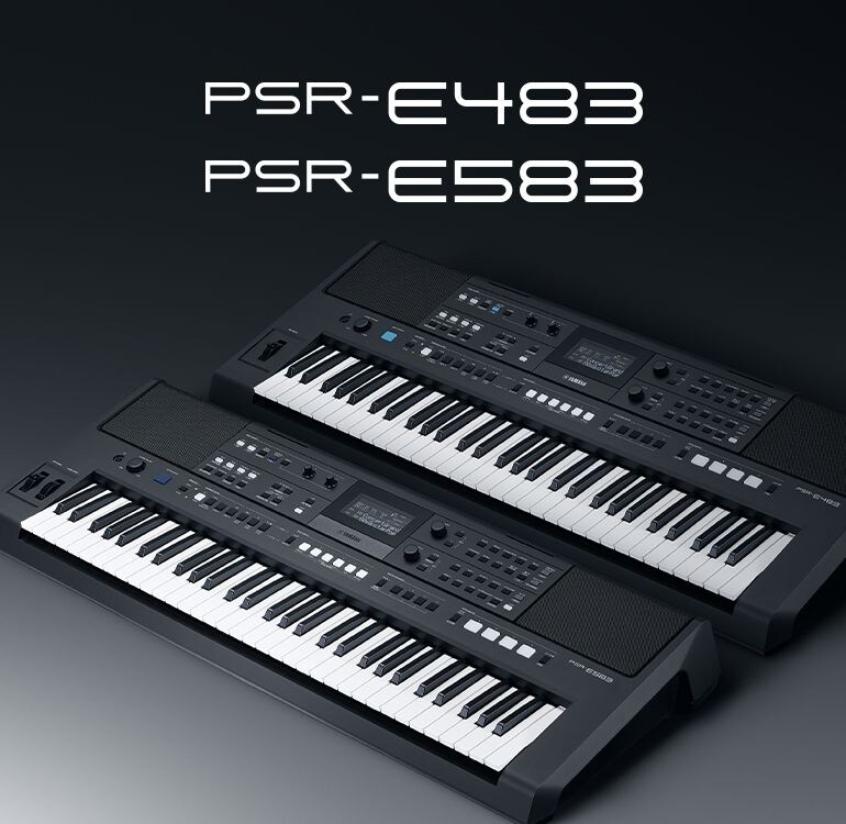 Teclado Yamaha PSR-E483 e PSR-E583.
