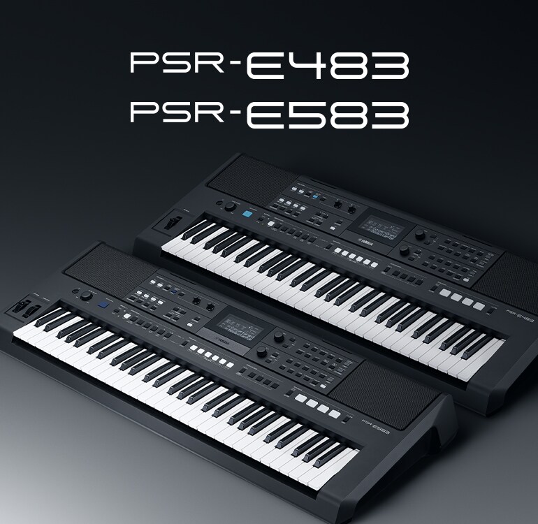 Teclado Yamaha PSR-E483 e PSR-E583.
