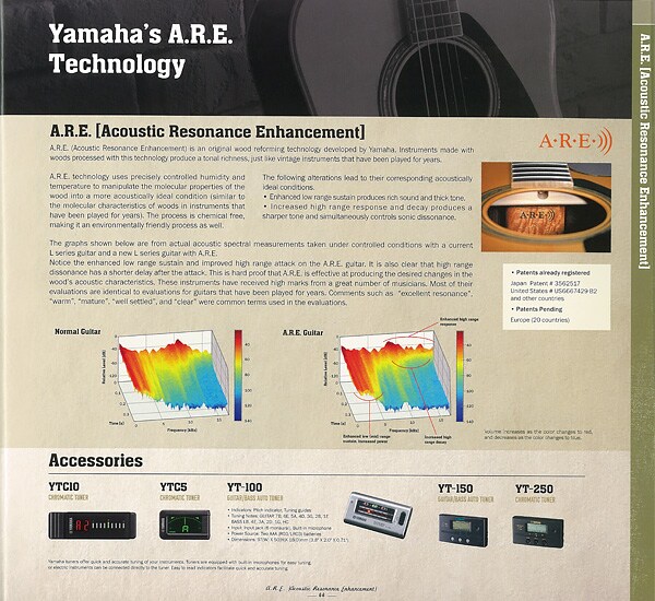 Tecnologia original da Yamaha A.R.E. de envelhecimento artificial da madeira 