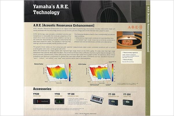 Tecnologia original da Yamaha A.R.E. de envelhecimento artificial da madeira 