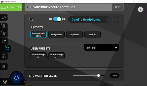 HEADPHONE MONITOR SETTINGS
